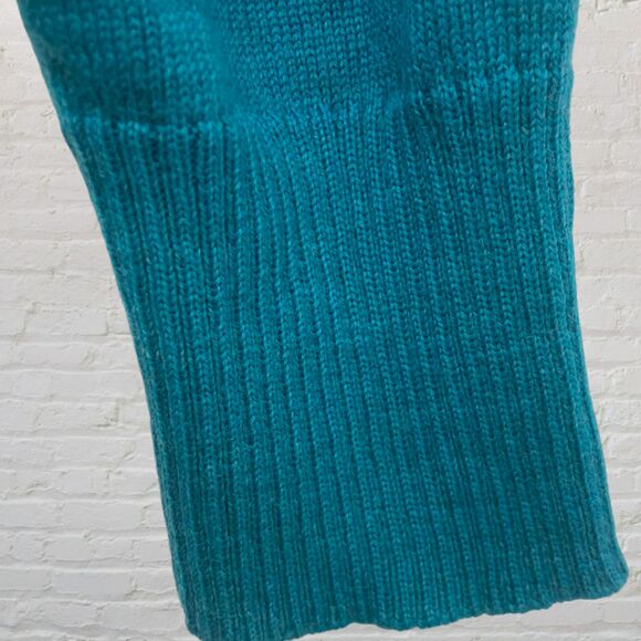 Talbots Sweater Size XS Argyle Merino Wool Teal Tie Neck Italian Preppy - Picture 13 of 16